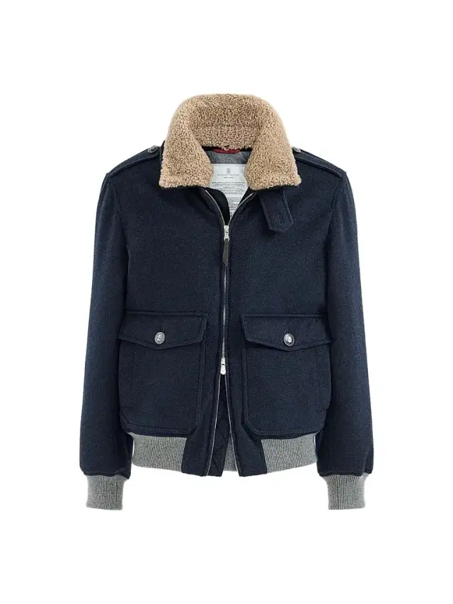 Men's Bonded Cashmere Beaver Cloth Bomber Jacket - Blue - Size 48 Men's Bonded Cashmere Beaver Cloth Bomber Jacket - Blue - Size 48