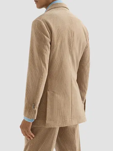 Brunello Cucinelli Men's Comfort Cotton and Cashmere Corduroy Deconstructed Blazer - Camel | Thumbnail 3