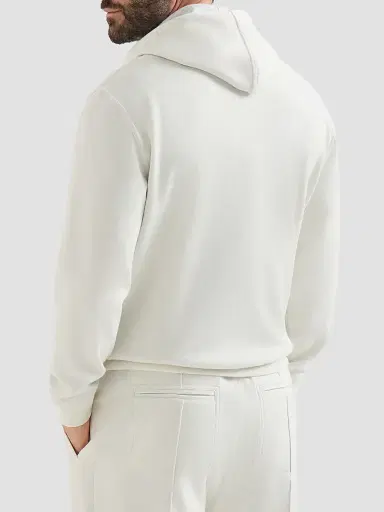 Brunello Cucinelli Men's Cashmere and Cotton French Terry Double Cloth Hooded Sweatshirt - Off White - Size XXXXL | Thumbnail 3