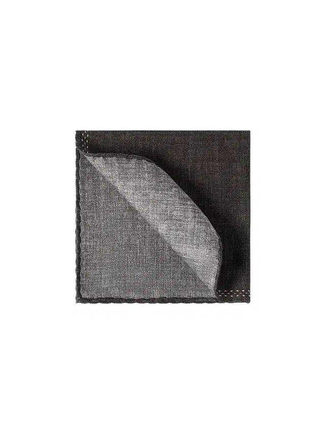 Men's Silk Pocket Square with Printed Logo - Dark Grey