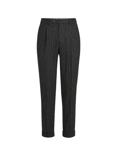 Brunello Cucinelli Men's Virgin Wool and Cashmere Chalk Stripe Flannel Trousers - Anthracite - Size 46 | Thumbnail 1 Brunello Cucinelli Men's Virgin Wool and Cashmere Chalk Stripe Flannel Trousers - Anthracite - Size 46 | Thumbnail 1
