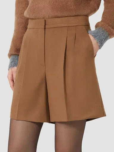 Max Mara Women's Wool Broadcloth Shorts - Tobacco | Thumbnail 2 Max Mara Women's Wool Broadcloth Shorts - Tobacco | Thumbnail 2