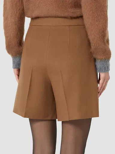 Max Mara Women's Wool Broadcloth Shorts - Tobacco | Thumbnail 3 Max Mara Women's Wool Broadcloth Shorts - Tobacco | Thumbnail 3