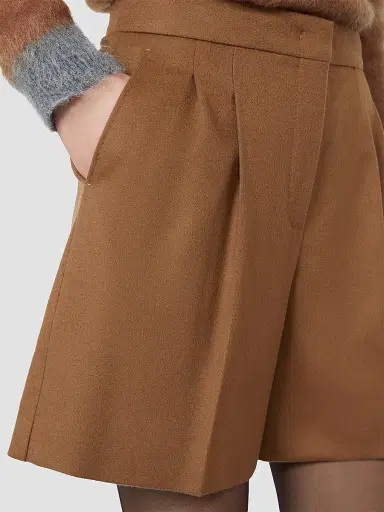 Max Mara Women's Wool Broadcloth Shorts - Tobacco | Thumbnail 4 Max Mara Women's Wool Broadcloth Shorts - Tobacco | Thumbnail 4