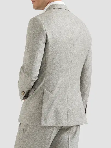 Brunello Cucinelli Men's Silk and Cashmere Cavalry Tweed Deconstructed Blazer - Lignite Grey - Size 46 | Thumbnail 4
