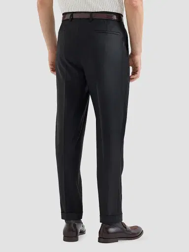 Brunello Cucinelli Men's Super 150s Virgin Wool Four Season Batavia Trousers - Black | Thumbnail 4