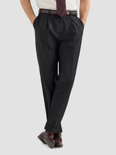 Brunello Cucinelli Men's Super 150s Virgin Wool Four Season Batavia Trousers - Black | Thumbnail 5