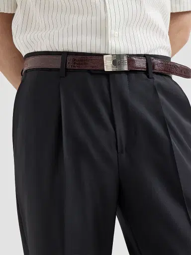 Brunello Cucinelli Men's Super 150s Virgin Wool Four Season Batavia Trousers - Black | Thumbnail 6