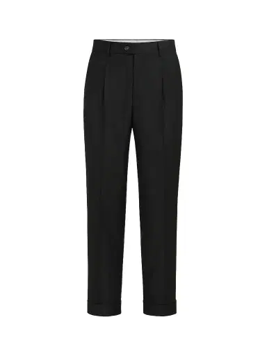 Brunello Cucinelli Men's Super 150s Virgin Wool Four Season Batavia Trousers - Black | Thumbnail 1