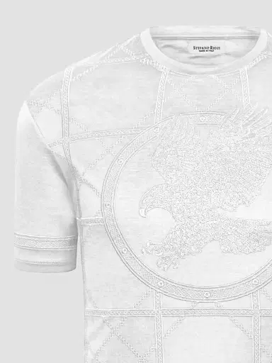 Stefano Ricci Men's Embroidered Cotton T-Shirt | Thumbnail 2