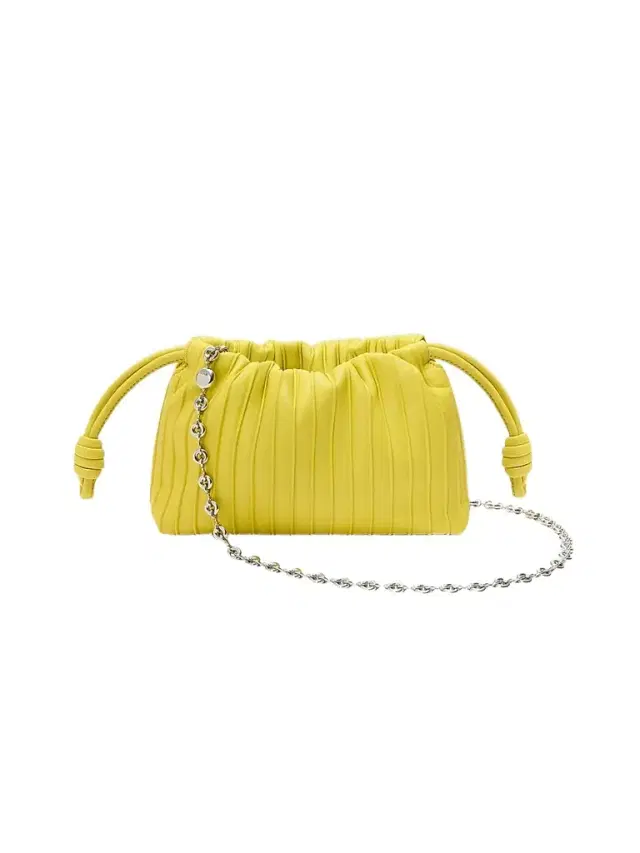 LOEWE Women's Mini Flamenco Pleated Purse - Lemon