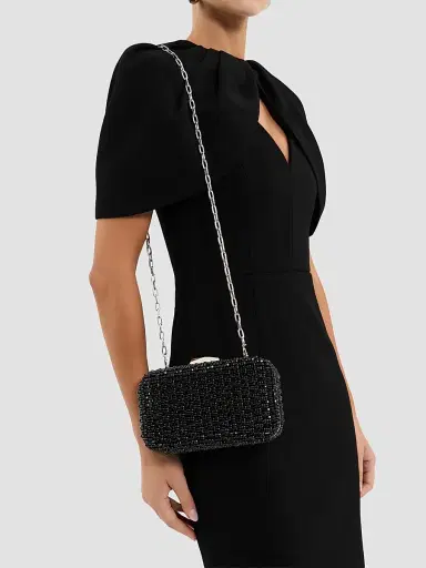 Rebecca Vallance Women's Embellished Satin Clutch - Black | Thumbnail 3