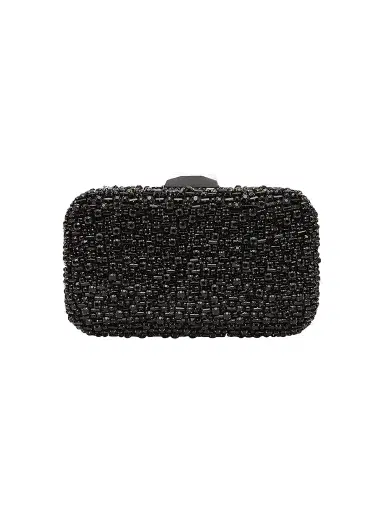 Rebecca Vallance Women's Embellished Satin Clutch - Black | Thumbnail 1