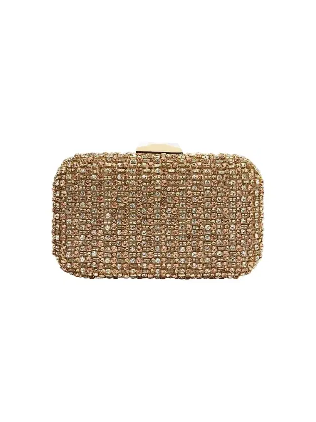 Rebecca Vallance Women's Embellished Satin Clutch - Champagne