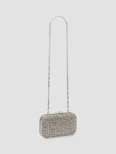 Rebecca Vallance Women's Embellished Satin Clutch - Silver | Thumbnail 5