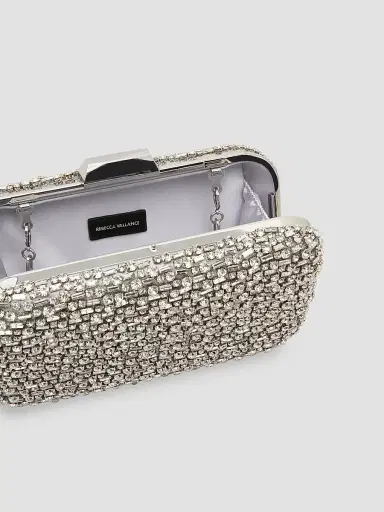Rebecca Vallance Women's Embellished Satin Clutch - Silver | Thumbnail 6