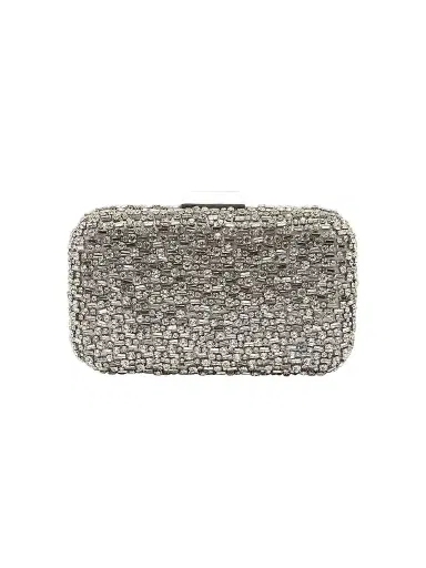 Rebecca Vallance Women's Embellished Satin Clutch - Silver | Thumbnail 1