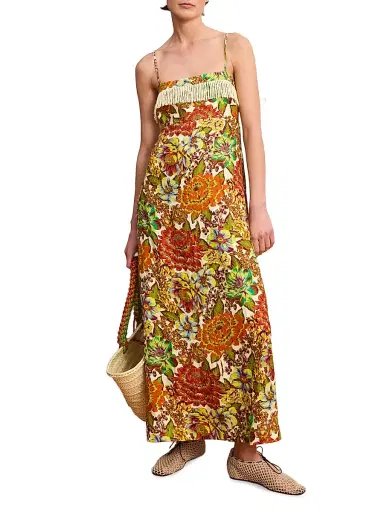 ALÉMAIS Women's Lana Floral Linen Maxi Dress | Thumbnail 2