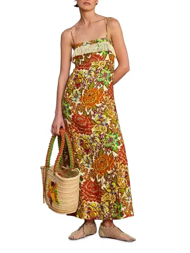 ALÉMAIS Women's Lana Floral Linen Maxi Dress | Thumbnail 5