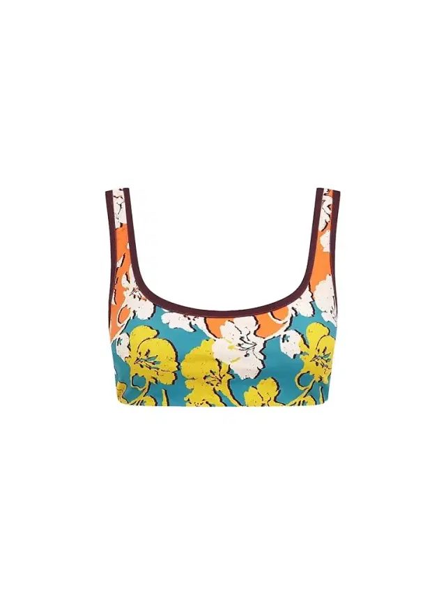 ALÉMAIS Women's Splice Floral Scoopneck Bikini Top