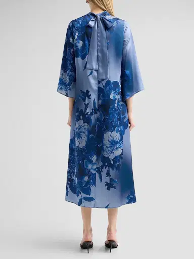 Teri Jon by Rickie Freeman Women's Floral Twill Midi Dress - Slate Multi - Size 18 | Thumbnail 3