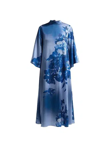 Teri Jon by Rickie Freeman Women's Floral Twill Midi Dress - Slate Multi - Size 18 | Thumbnail 1