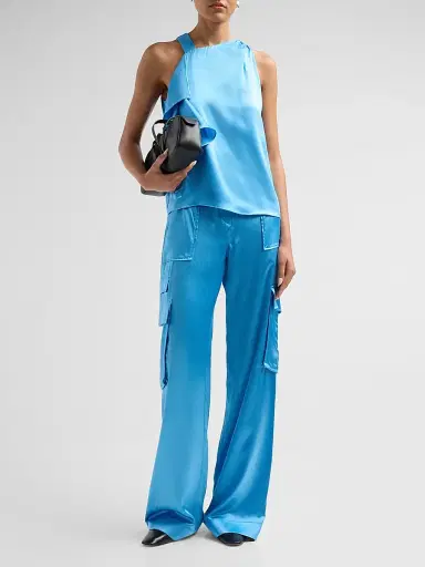 Ramy Brook Women's Danielle Draped Satin Blouse - Oasis - Size XXL | Thumbnail 2