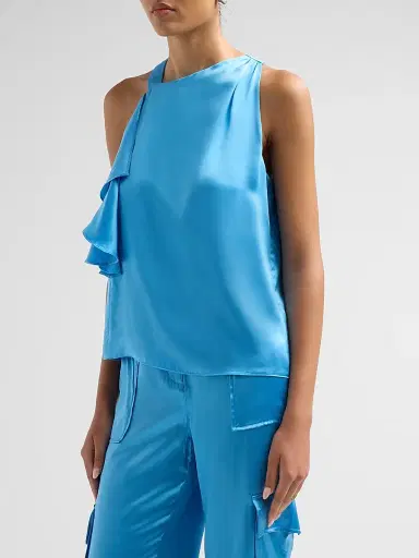 Ramy Brook Women's Danielle Draped Satin Blouse - Oasis - Size XXL | Thumbnail 4