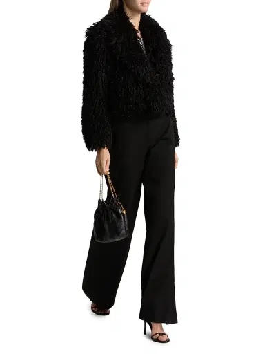 L'Agence Women's Aura Faux-Fur Cropped Coat - Black - Size 14 | Thumbnail 2