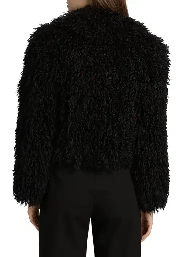 L'Agence Women's Aura Faux-Fur Cropped Coat - Black - Size 14 | Thumbnail 5