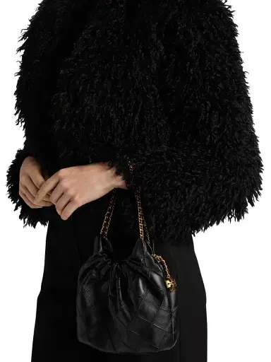 L'Agence Women's Aura Faux-Fur Cropped Coat - Black - Size 14 | Thumbnail 6
