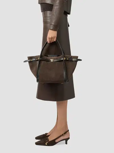 Tod's Women's Suede Shopping Bag - Palissandro Nero | Thumbnail 2