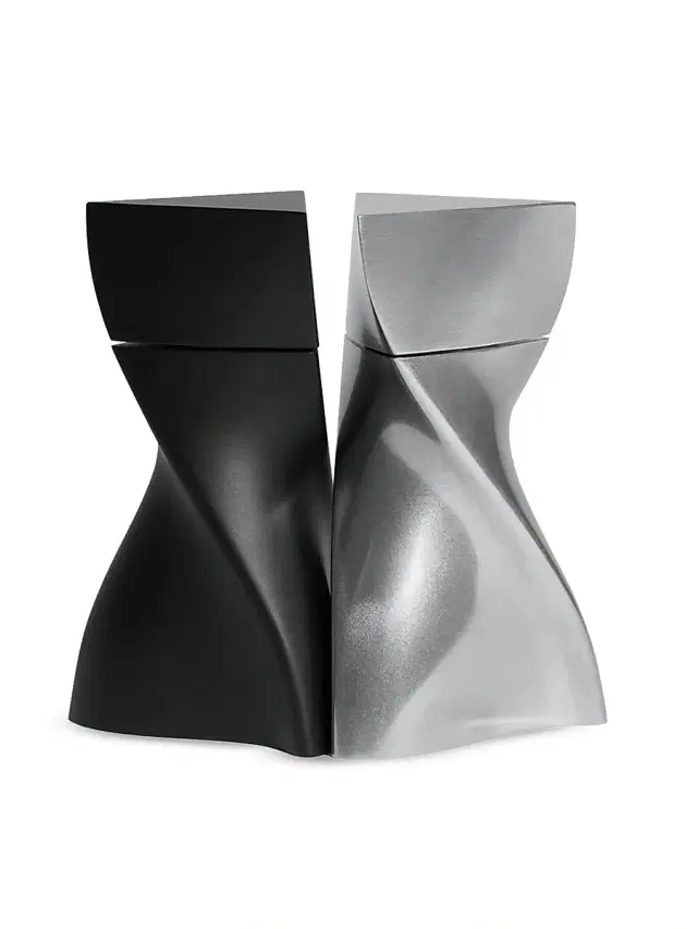 Zaha Hadid Design Duo Mini Salt & Pepper Grinders Set - Silver Black