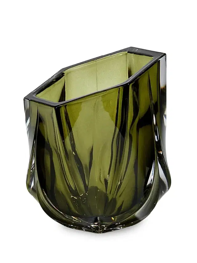 Zaha Hadid Design Shimmer Tealight Candle Holder - Olive Green