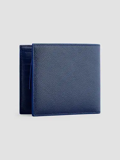Balenciaga Men's Cash Square Folded Coin Wallet - Navy Burgundy | Thumbnail 2