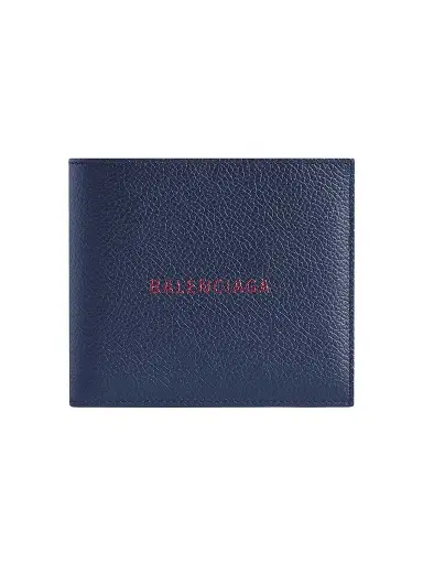 Balenciaga Men's Cash Square Folded Coin Wallet - Navy Burgundy | Thumbnail 1
