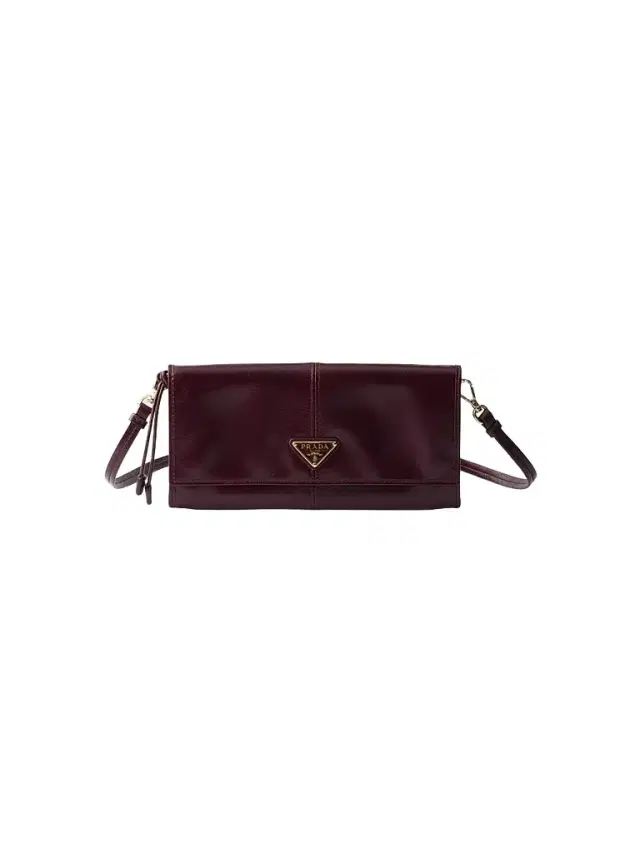 Prada Women's Leather Wallet with Shoulder Strap - Dark Red
