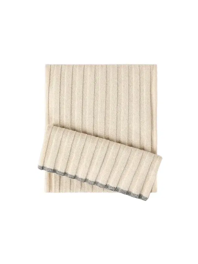 Men's Cashmere Rib Knit Scarf - Sand