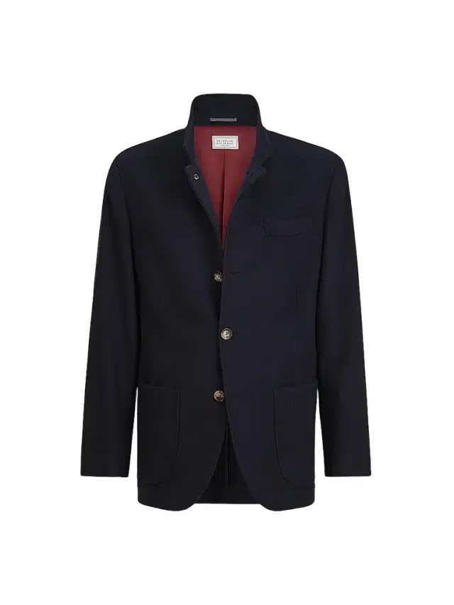 Brunello Cucinelli Men's Lightweight Water-Resistant Cashmere Outerwear Blazer - Navy Blue