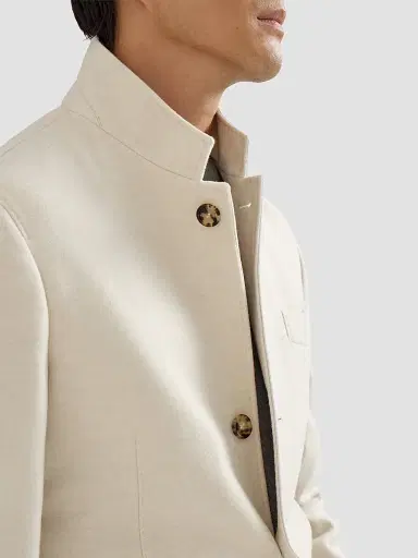Brunello Cucinelli Men's Lightweight Water-Resistant Cashmere Outerwear Blazer - Sand | Thumbnail 6