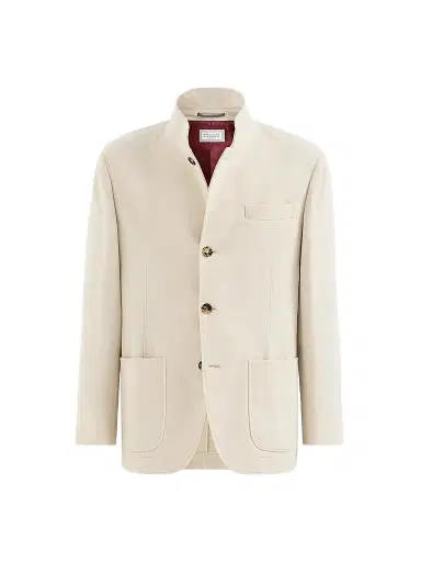 Brunello Cucinelli Men's Lightweight Water-Resistant Cashmere Outerwear Blazer - Sand | Thumbnail 1
