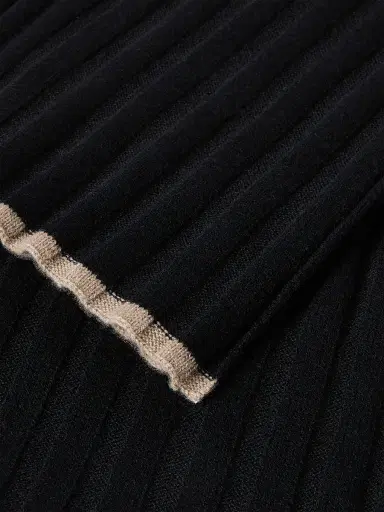 Brunello Cucinelli Men's Cashmere Rib Knit Scarf - Black | Thumbnail 3
