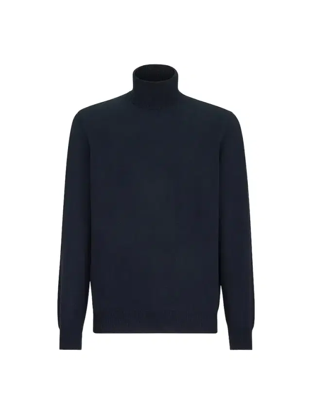 Brunello Cucinelli Men's Cashmere Turtleneck Sweater - Navy Blue