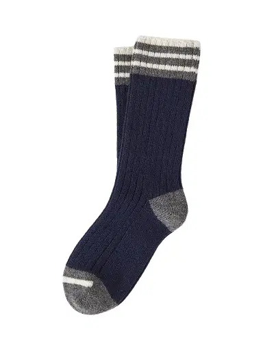 Brunello Cucinelli Men's Cashmere Rib Knit Socks - Navy Blue - Size XS | Thumbnail 1