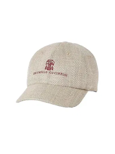 Brunello Cucinelli Men's Alpaca, Wool and Silk Chevron Baseball Cap - Beige | Thumbnail 1