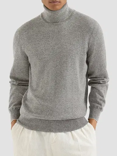 Brunello Cucinelli Men's Cashmere Turtleneck Sweater - Grey | Thumbnail 2