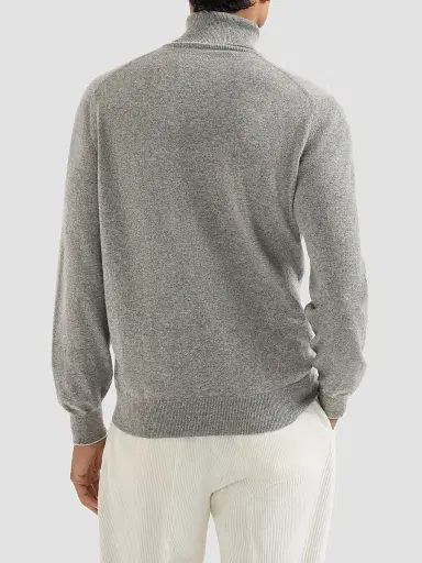 Brunello Cucinelli Men's Cashmere Turtleneck Sweater - Grey | Thumbnail 3