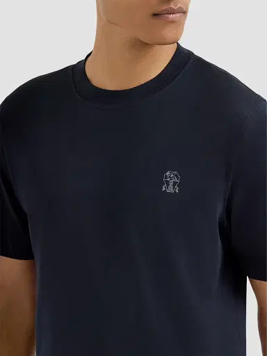 Brunello Cucinelli Men's Cotton Jersey Crew-Neck T-Shirt - Navy Blue - Size XXXXL | Thumbnail 6