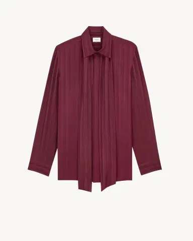 Yves Saint Laurent Cassandre lavallière blouse in striped silk jacquard | Thumbnail 3