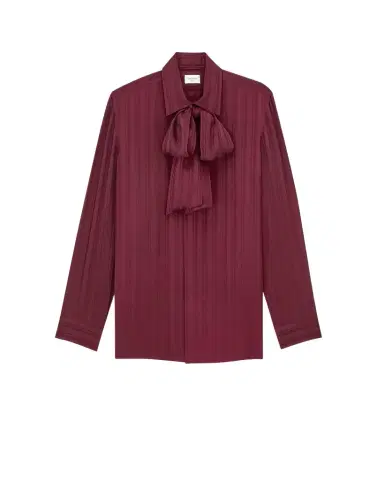 Yves Saint Laurent Cassandre lavallière blouse in striped silk jacquard | Thumbnail 1